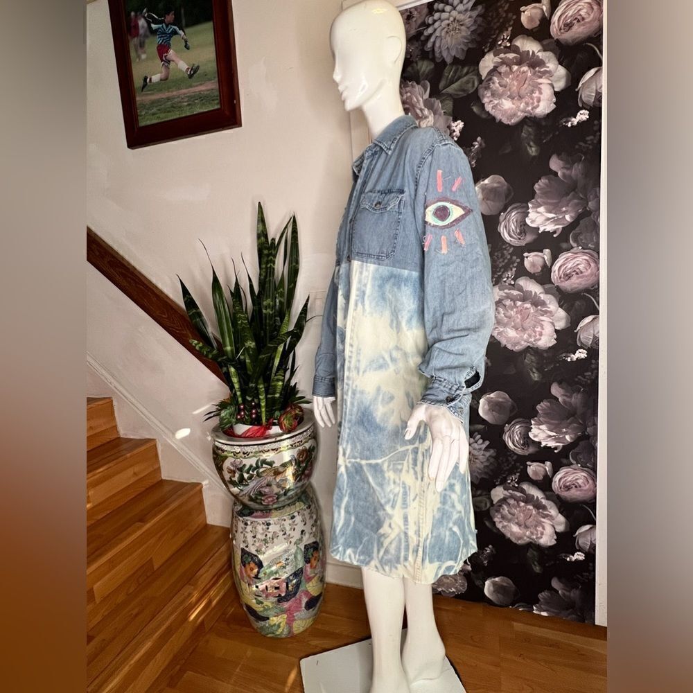 New Free People Tricia Fix Denim Cutout Patch jacket - Picture 3 of 4